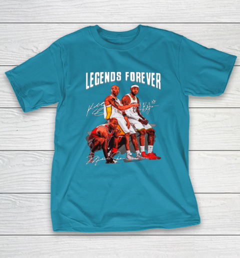 Kobe Bryant Lebron James And Michael Jordan Legends Forever Signatures T-Shirt 7