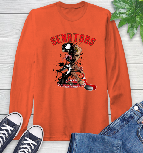 NHL Ottawa Senators Hockey Venom Groot Guardians Of The Galaxy Long Sleeve T-Shirt 5