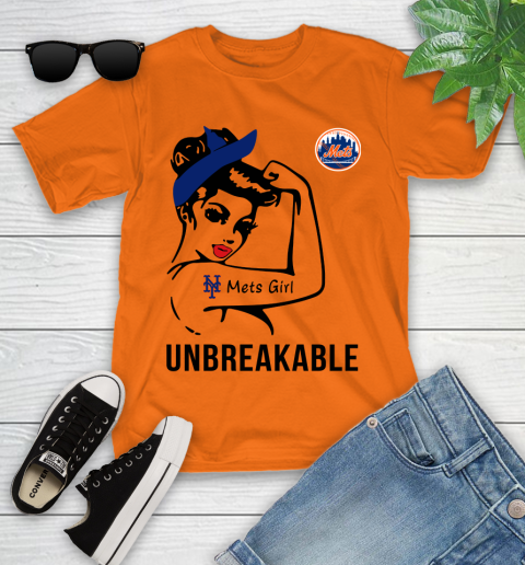 MLB New York Mets Girl Unbreakable Baseball Sports Youth T-Shirt 4