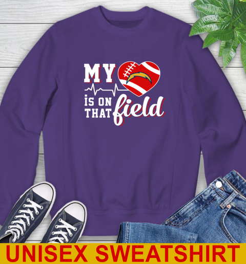 NFL My Heart Is On That Field Football Sports Los Angeles Chargers Sweatshirt 4