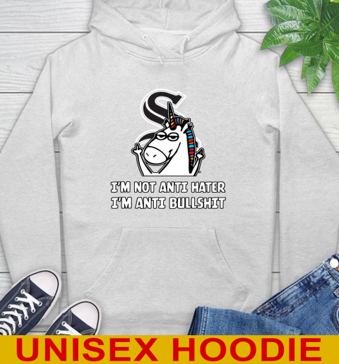 Chicago White Sox MLB Baseball Unicorn I'm Not Anti Hater I'm Anti Bullshit Hoodie