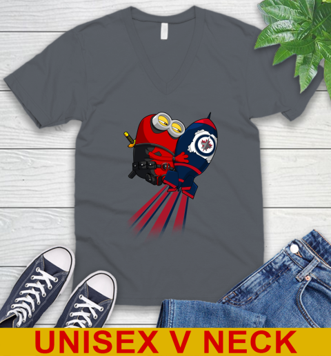NHL Hockey Winnipeg Jets Deadpool Minion Marvel Shirt V-Neck T-Shirt 4