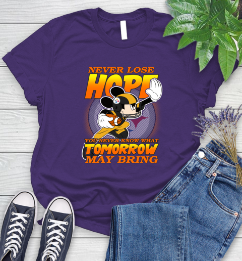 Pittsburgh Steelers NFL Football Mickey Disney Never Lose Hope Women's T-Shirt - Image 5