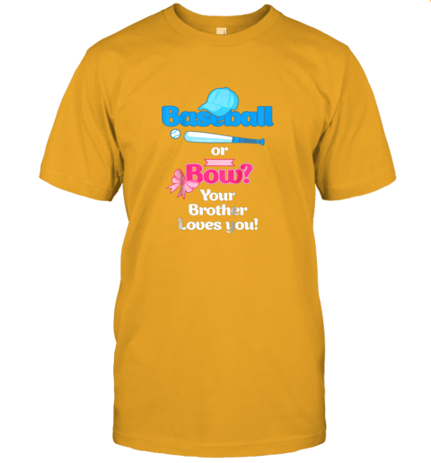 rjnw kids baseball or bows gender reveal shirt your brother loves you jersey t shirt 60 front gold