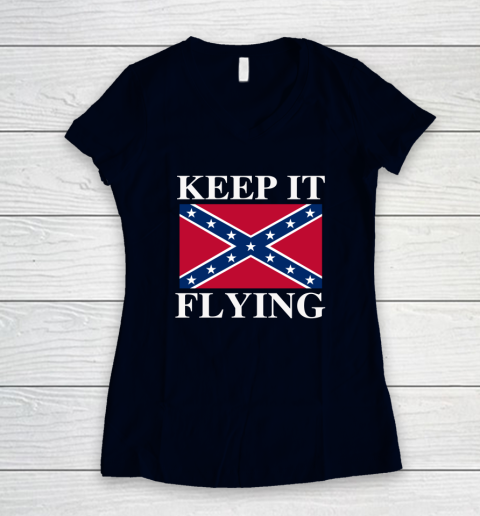 Keep It Flying Confederate Flag Women's V-Neck T-Shirt 2
