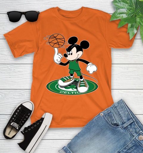 NBA Basketball Boston Celtics Cheerful Mickey Disney Shirt Youth T-Shirt 7
