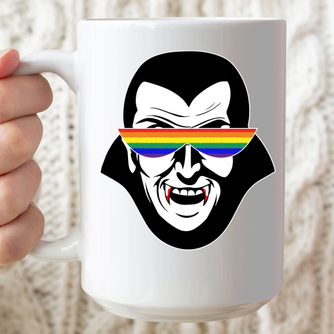 Gay Dracula Rainbow Sunglasses Vampire LGBT Ceramic Mug 15oz