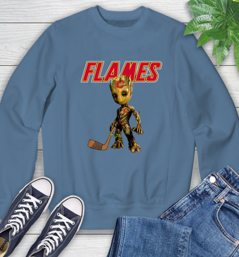 Calgary Flames NHL Hockey Groot Marvel Guardians Of The Galaxy Sweatshirt 7