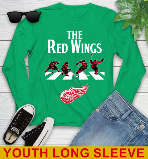 NHL Hockey Detroit Red Wings The Beatles Rock Band Shirt Youth Long Sleeve 7
