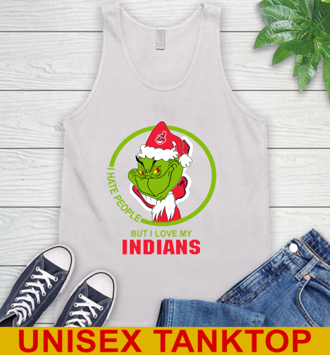 Cleveland Indians MLB Christmas Grinch I Hate People But I Love My Favorite Baseball Team Tank Top