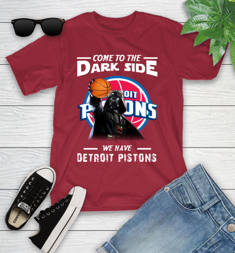 NBA Come To The Dark Side We Have Detroit Pistons Star Wars Darth Vader Basketball Youth T-Shirt 14