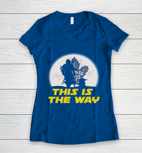 Toronto Maple Leafs NHL Ice Hockey Star Wars Yoda And Mandalorian This Is The Way Women's V-Neck T-Shirt 7