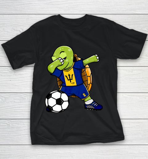 Dabbing Turtle Barbados Soccer Fans Jersey Flag Football Youth T-Shirt