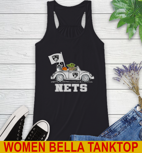 NBA Basketball Brooklyn Nets Darth Vader Baby Yoda Driving Star Wars Shirt Racerback Tank 2