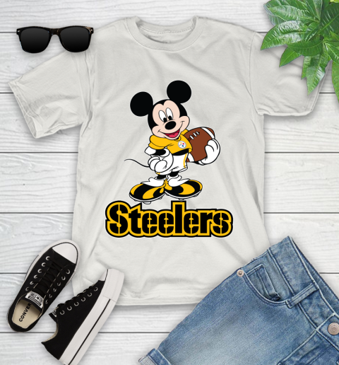 NFL Football Pittsburgh Steelers Cheerful Mickey Mouse Shirt Youth T-Shirt 12