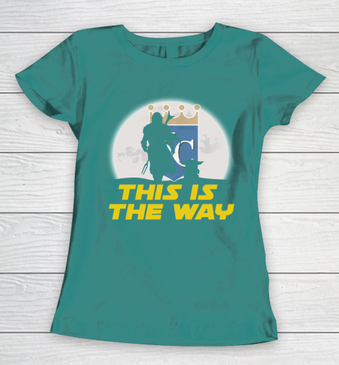 Kansas City Royals MLB Baseball Star Wars Yoda And Mandalorian This Is The Way Women's T-Shirt 10