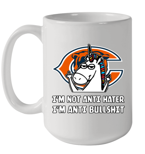 Chicago Bears NFL Football Unicorn I'm Not Anti Hater I'm Anti Bullshit Ceramic Mug 15oz