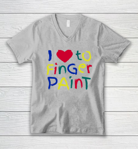 I Heart Love To Finger Paint I'm Paint Cute Couple Valentine V-Neck T-Shirt 2