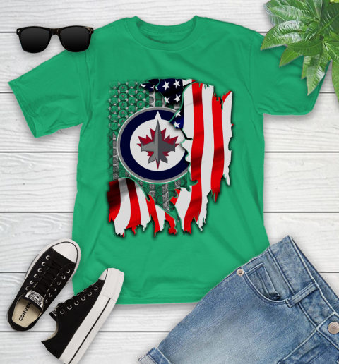 Winnipeg Jets NHL Hockey American Flag Youth T-Shirt 8