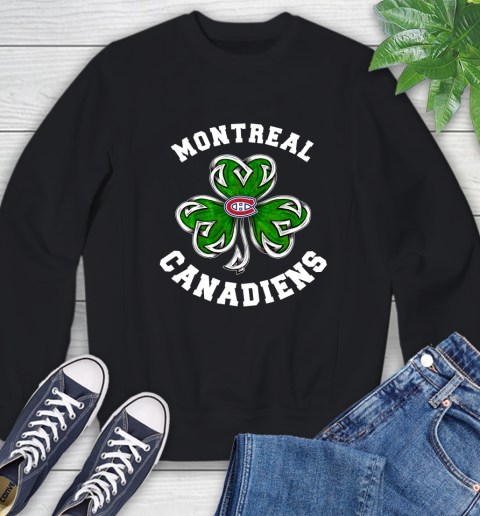 NHL Montreal Canadiens Three Leaf Clover St Patrick's Day Hockey Sports Sweatshirt