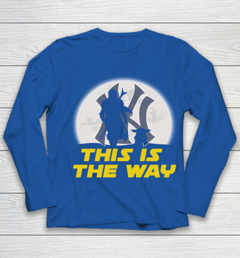 New York Yankees MLB Baseball Star Wars Yoda And Mandalorian This Is The Way Youth Long Sleeve 7
