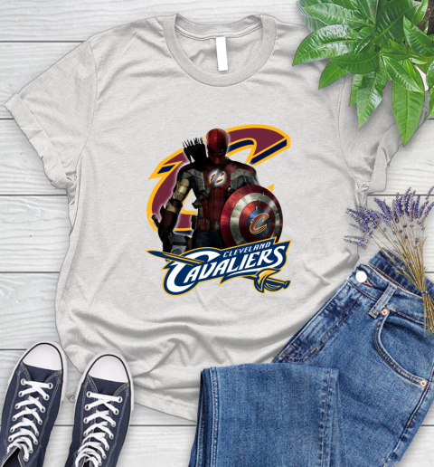 Cleveland Cavaliers NBA Basketball Captain America Thor Spider Man Hawkeye Avengers Women's T-Shirt