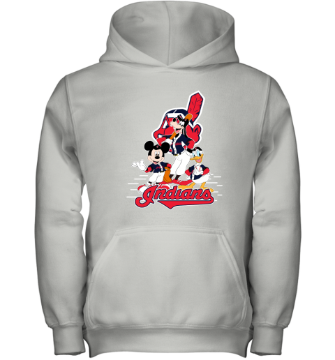 Cleveland Indians Mickey Donald And Goofy Baseball Youth Hoodie