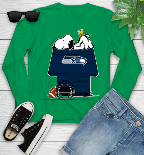 Seattle Seahawks NFL Football Snoopy Woodstock The Peanuts Movie Youth Long Sleeve 6