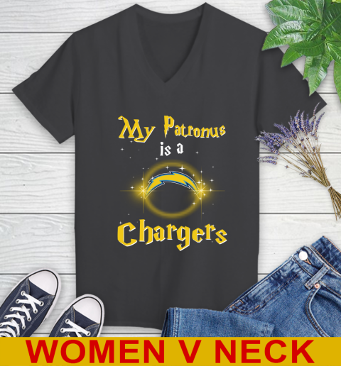 NFL Football Harry Potter My Patronus Is A Los Angeles Chargers Women's V-Neck T-Shirt 8