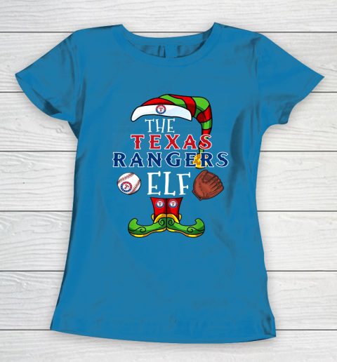 Texas Rangers Christmas ELF Funny MLB Women's T-Shirt