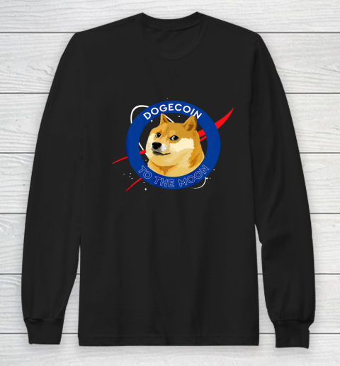 Dogecoin To The Moon Funny Crypto Meme Long Sleeve T-Shirt