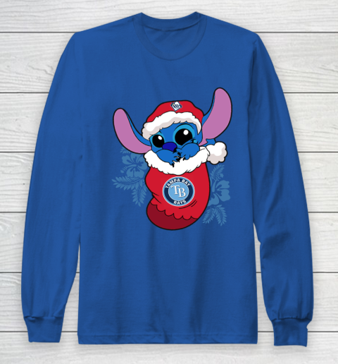 Tampa Bay Rays Christmas Stitch In The Sock Funny Disney MLB Long Sleeve T-Shirt 9