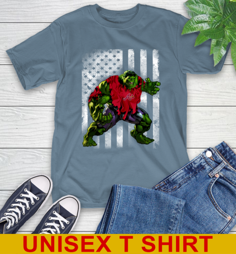 Atlanta Braves Hulk Marvel Avengers MLB Baseball American Flag T-Shirt 8