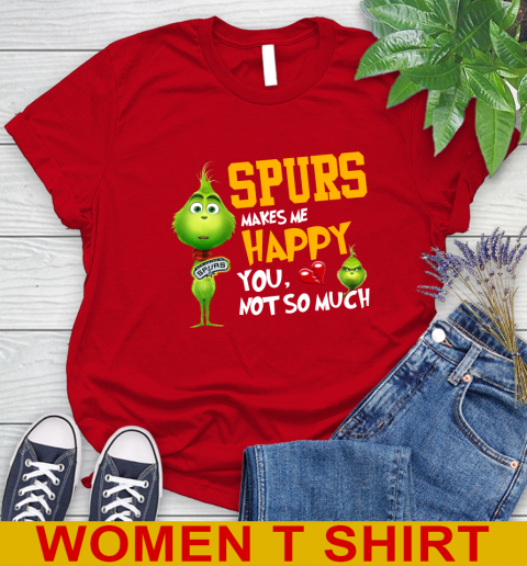 NBA San Antonio Spurs Makes Me Happy You Not So Much Grinch Basketball Sports Women's T-Shirt 11