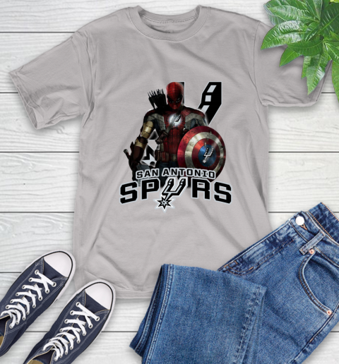San Antonio Spurs NBA Basketball Captain America Thor Spider Man Hawkeye Avengers T-Shirt 12