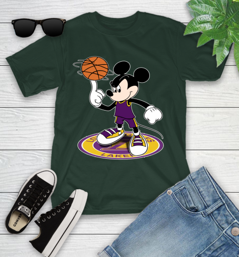 NBA Basketball Los Angeles Lakers Cheerful Mickey Disney Shirt Youth T-Shirt 5