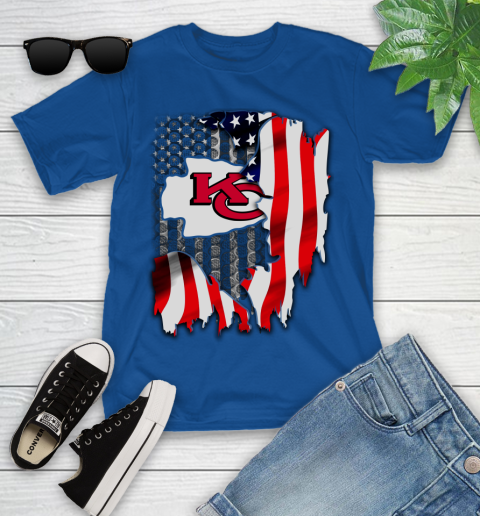Kansas City Chiefs NFL Football American Flag Youth T-Shirt 12