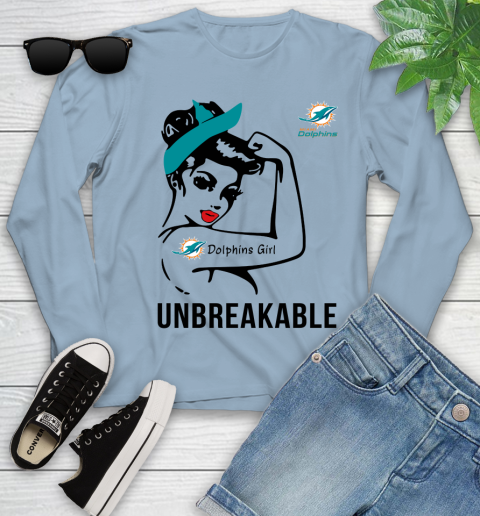 NFL Miami Dolphins Girl Unbreakable Football Sports Youth Long Sleeve 6