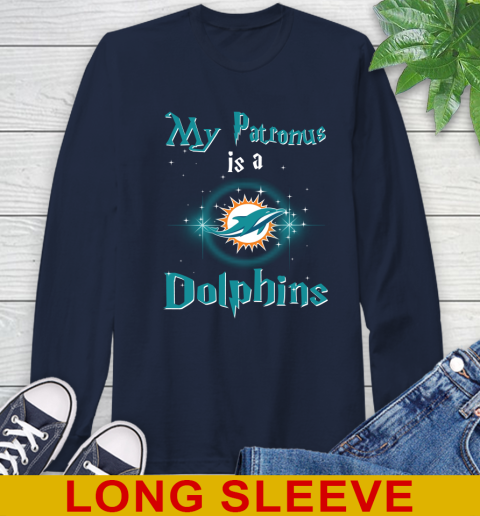 NFL Football Harry Potter My Patronus Is A Miami Dolphins Long Sleeve T-Shirt 3