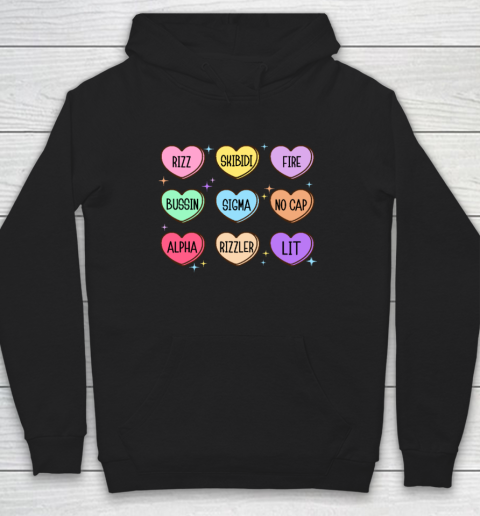 Skibidi Valentine's Day Candy Heart Funny Valentine Rizz Hoodie
