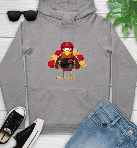 Calgary Flames Turkey Thanksgiving Day Youth Hoodie 6