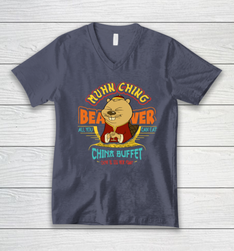 Muhn Ching Beaver All You Can Eat China Buffet Chow V-Neck T-Shirt 6