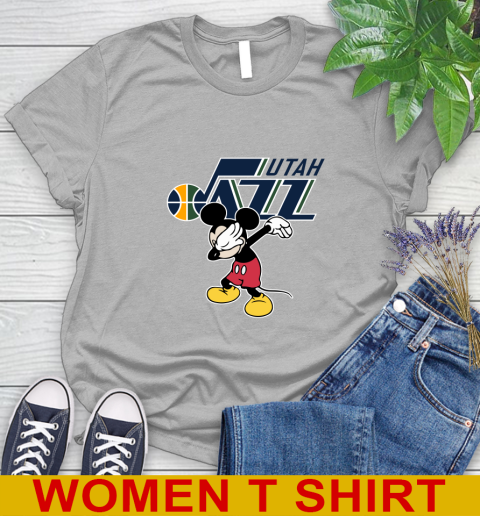 Utah Jazz NBA Basketball Dabbing Mickey Disney Sports Women's T-Shirt 5