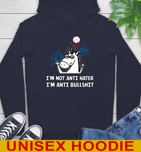 Los Angeles Dodgers MLB Baseball Unicorn I'm Not Anti Hater I'm Anti Bullshit Hoodie 4