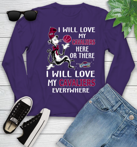 NBA Basketball Cleveland Cavaliers I Will Love My Cavaliers Everywhere Dr Seuss Shirt Youth Long Sleeve 4