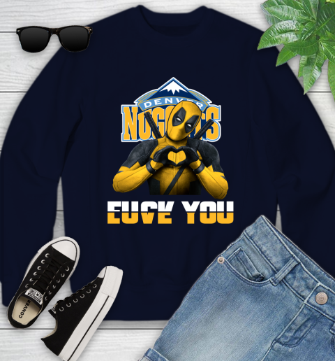 NBA Denver Nuggets Deadpool Love You Fuck You Basketball Sports Youth Sweatshirt 2