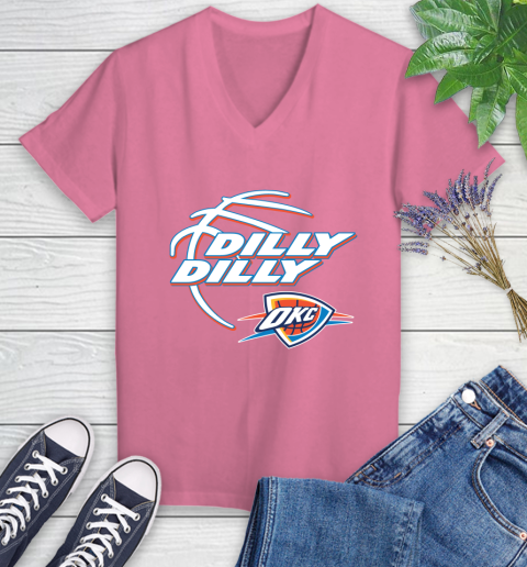 NBA Oklahoma City Thunder Dilly Dilly Basketball Sports Women's V-Neck T-Shirt 13