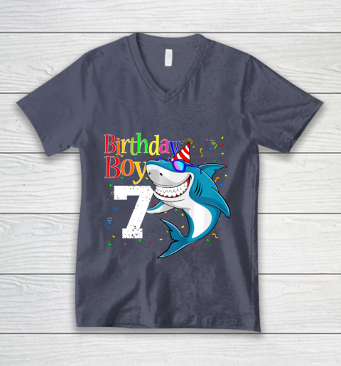 Kids 7th Birthday Boy Shark Shirts 7 Jaw Some Four Tees Boys 7 Years Old V-Neck T-Shirt 7