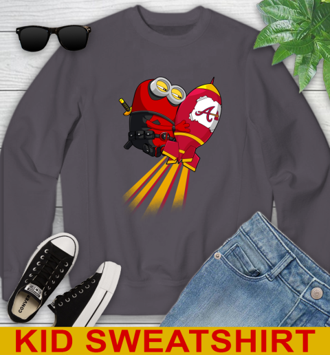 MLB Baseball Atlanta Braves Deadpool Minion Marvel Shirt Youth Sweatshirt 5