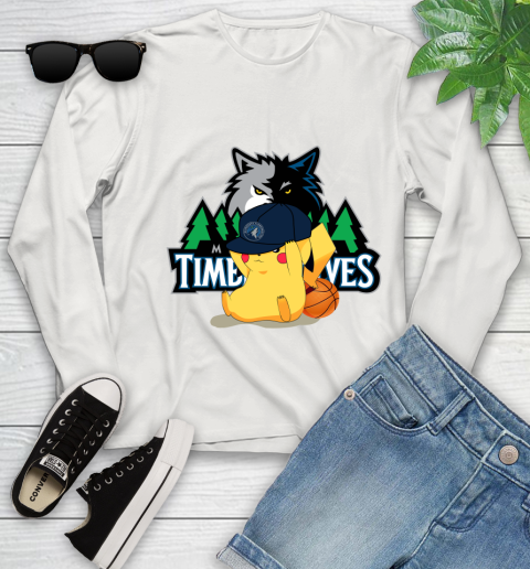 NBA Pikachu Basketball Sports Minnesota Timberwolves Youth Long Sleeve 12